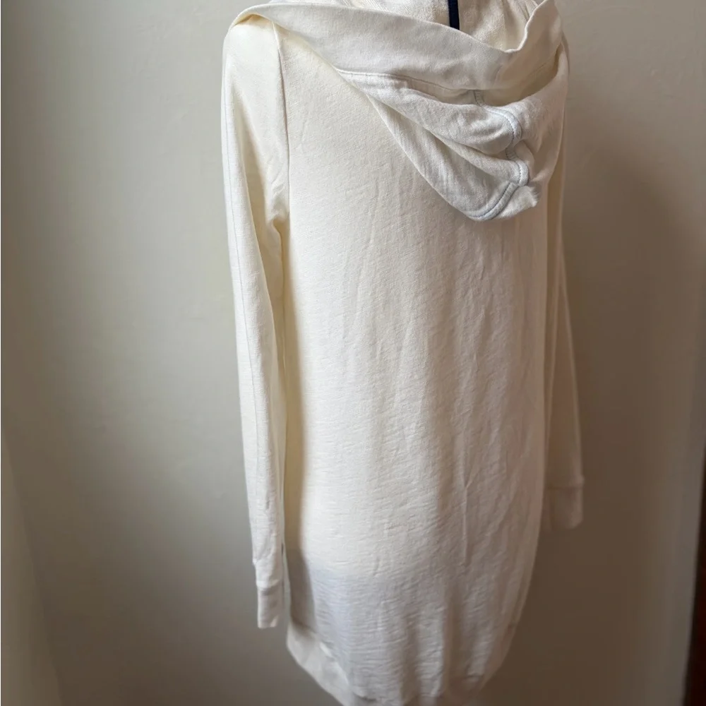 Lauren Ralph Lauren Hooded Open Front Cotton Modal Cardigan Cream Ivory Small